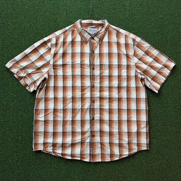 Carhartt Relaxed Fit Plaid Button Down Short Sleeve Shirt - Picture 2 of 6
